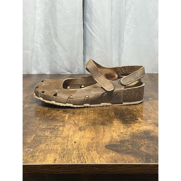 BioNatura SOLO Leather Mary Jane Closed Toe Sandals Size 7/38 Cork Brown - Picture 9 of 14